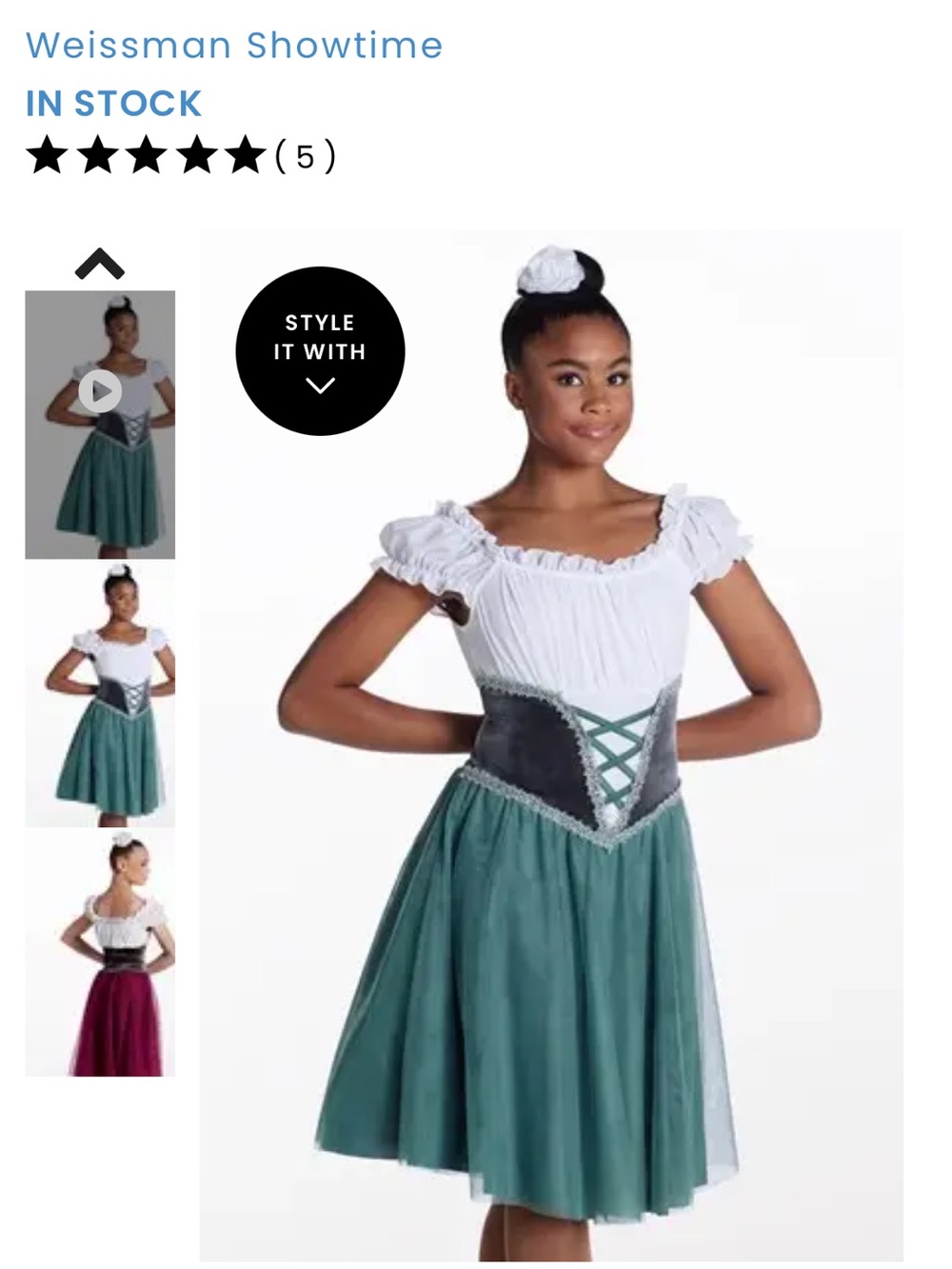 Weissman Showtime Belle Peasant Ballet Costume